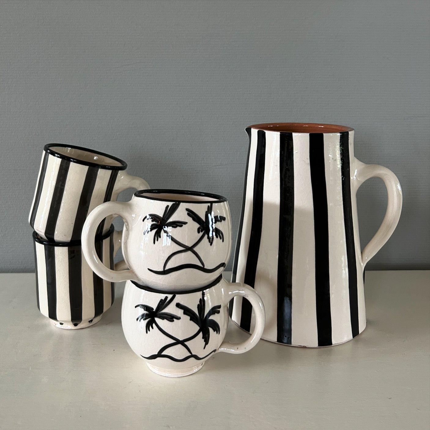 Set van 2 handgemaakte mokken - palm