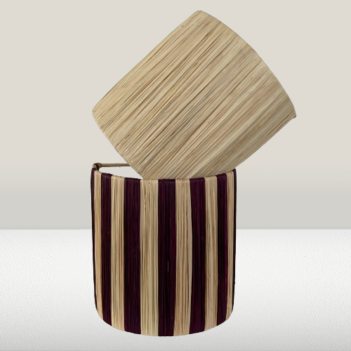 Raffia wandlamp paars