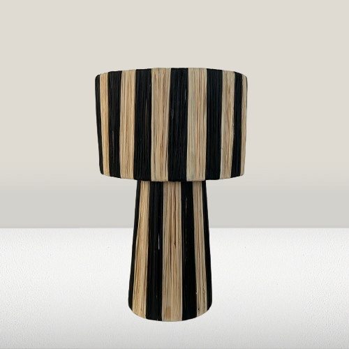 Raffia lamp L zwart
